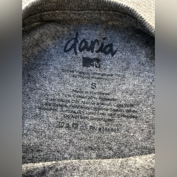 MTV Daria & Jane Short Sleeve Raw Hem Crop T-shirt Size Small Vintage Dark Gray - Picture 3 of 13